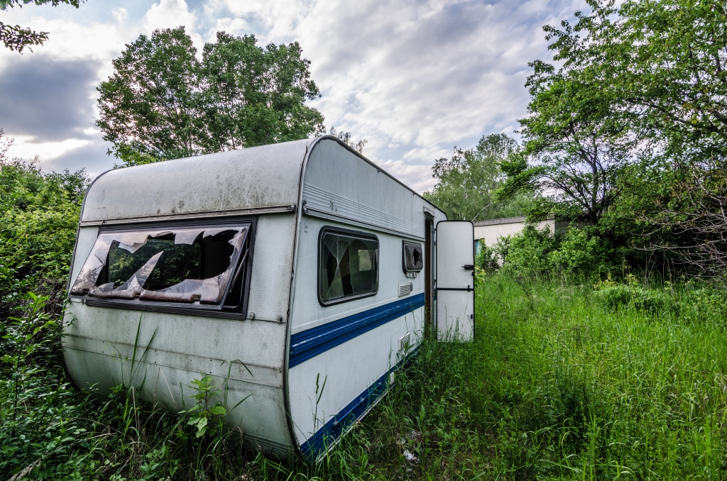 abandoned camping trailer